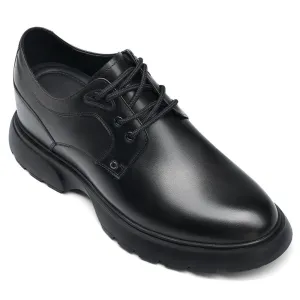 7 CM/2.76 Inches CMR CHAMARIPA Elevate Shoes Black Leather Derby Shoes with a 7cm Lift