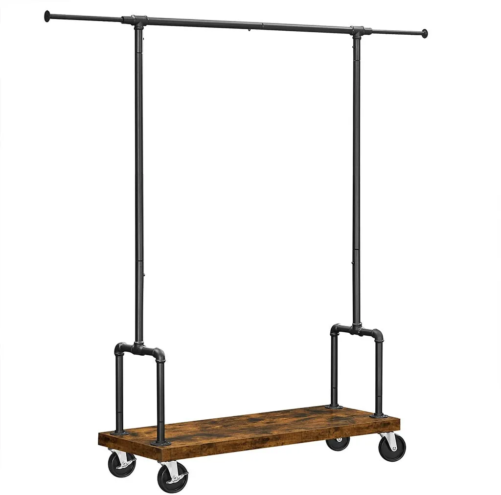 Adjustable Metal & Wood Clothes Rack with Shelf, VASAGLE