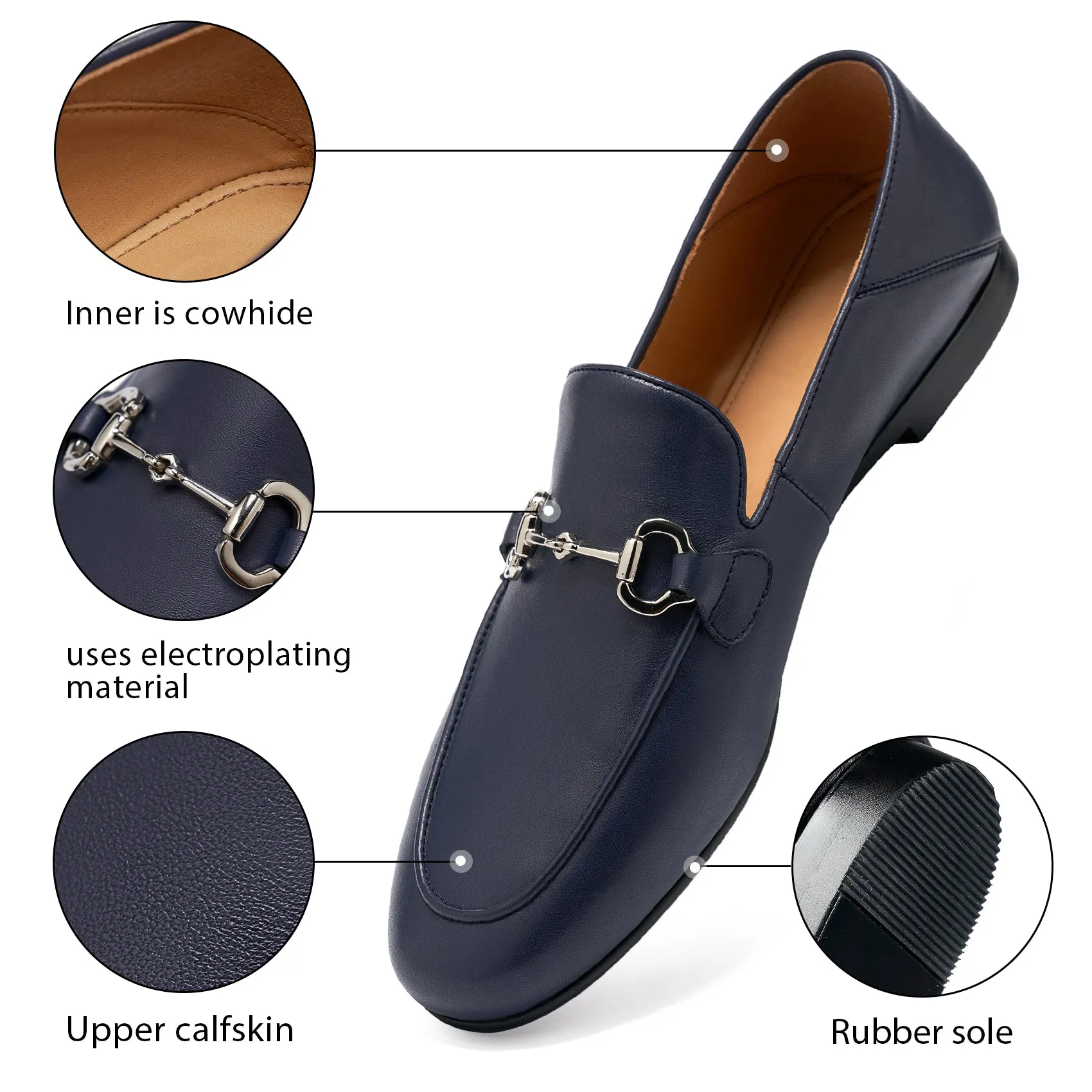 AiciBerllucci COCO Blue Women's Leather Loafer,Casual Loafers Shoes, Slip on Loafers Shoes for Women,Soft Comfort Flat Loafer Shoes for Ladies