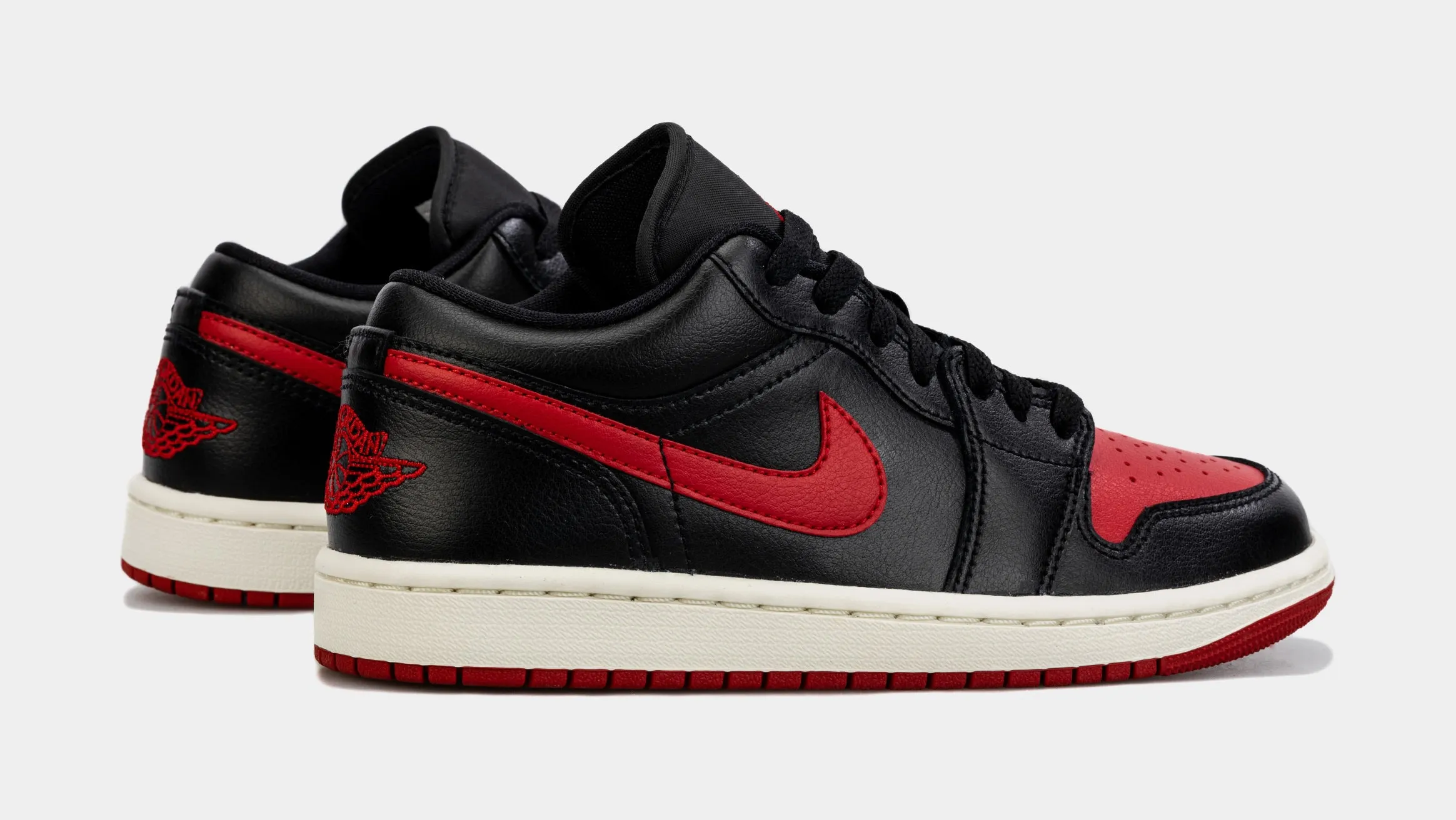 Air Jordan 1 Retro Low Bred Sail Womens Lifestyle Shoes (Black/Red)