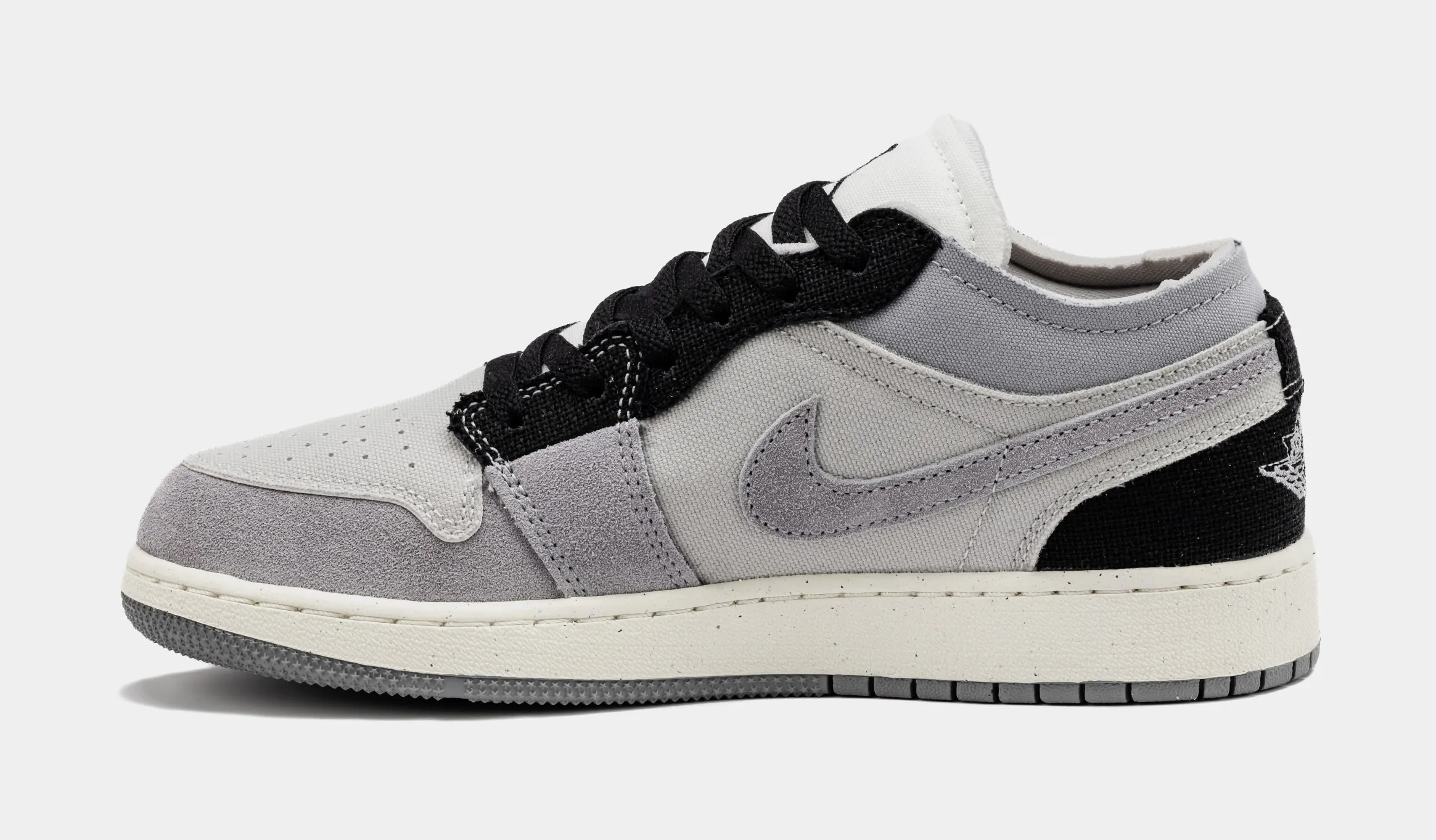 Air Jordan 1 Retro Low Craft Cement Grey Grade School Lifestyle Shoes (Tech Grey/Black)