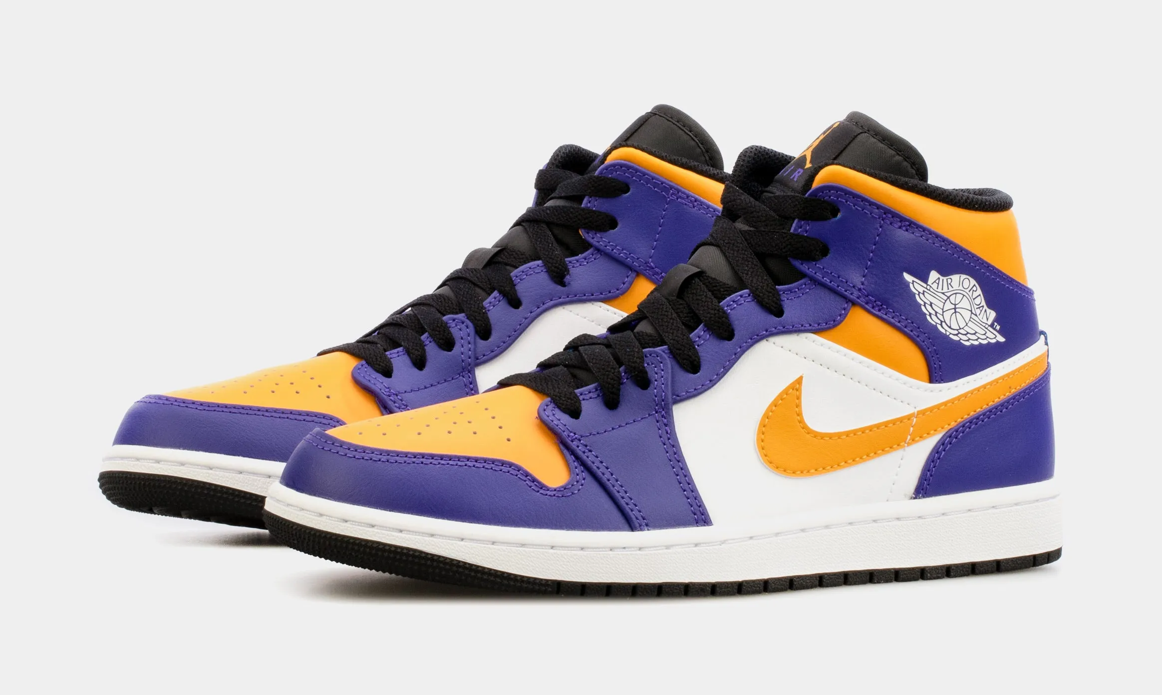 Air Jordan 1 Retro Mid Mens Lifestyle Shoes (Purple/Yellow)