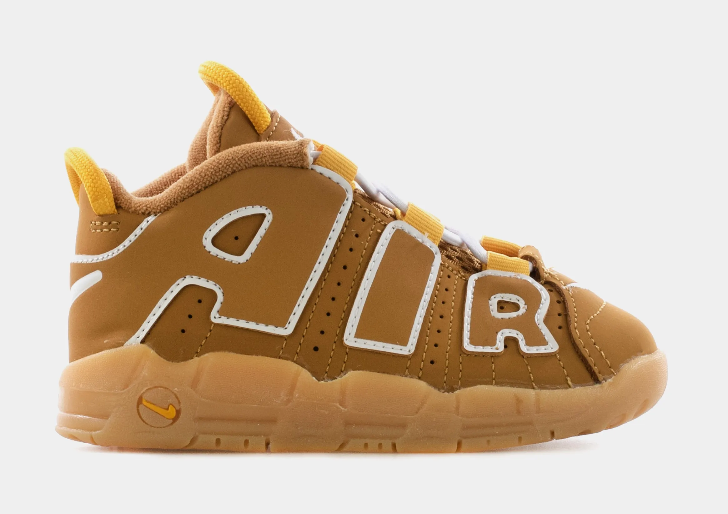 Air More Uptempo Wheat Infant Toddler Basketball Shoes (Wheat/White/Pollen/Gum Light Brown)