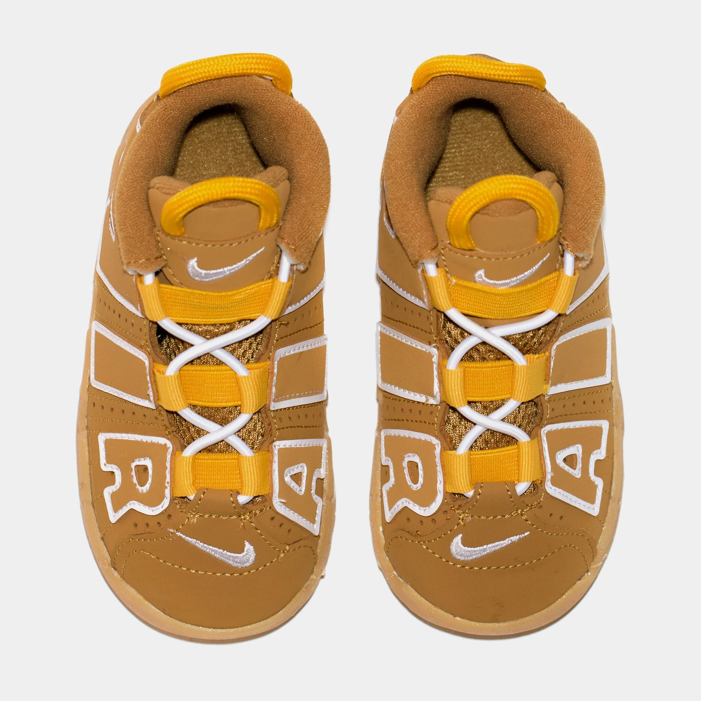 Air More Uptempo Wheat Infant Toddler Basketball Shoes (Wheat/White/Pollen/Gum Light Brown)