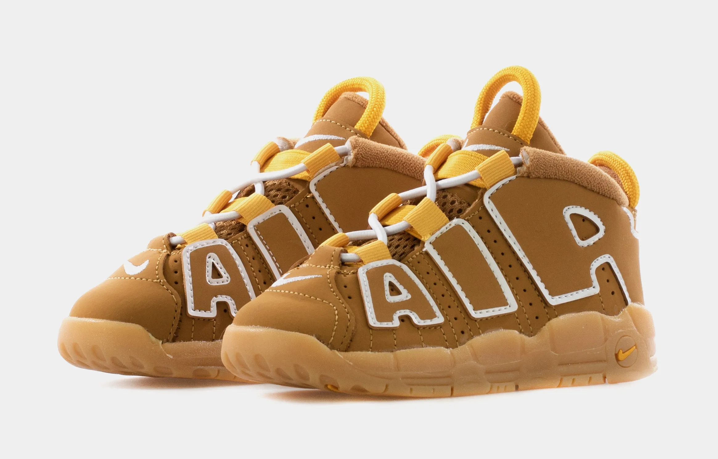 Air More Uptempo Wheat Infant Toddler Basketball Shoes (Wheat/White/Pollen/Gum Light Brown)