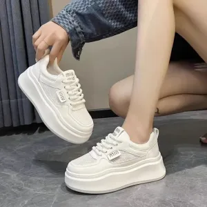 Amozae-New 2024 High Aesthetic Value White Casual Shoes Women's Sneakers Breathable Mesh Sports Shoes Thick Sole For Men