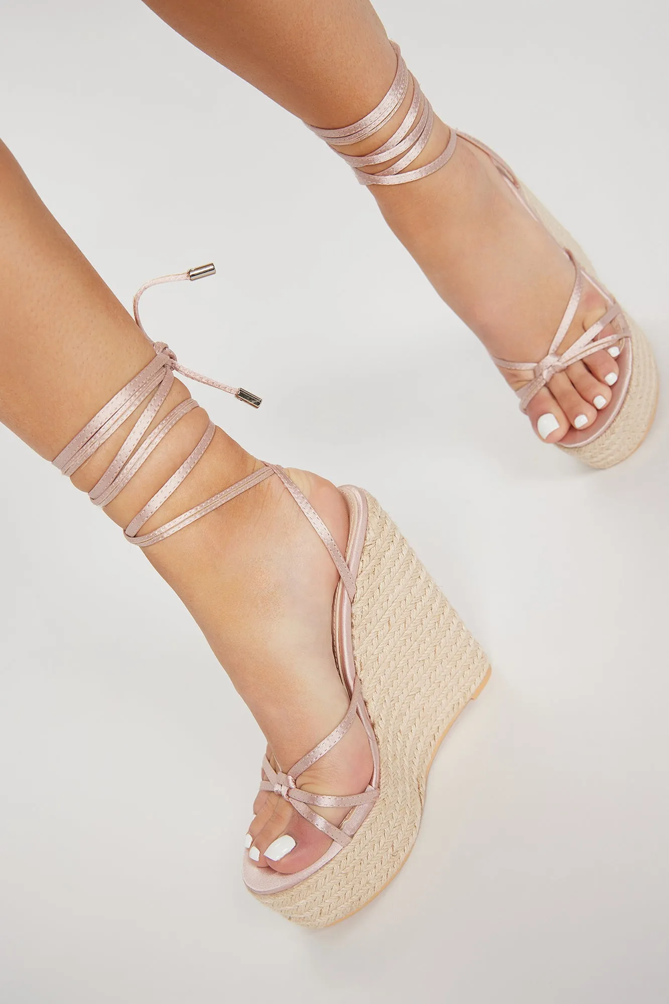 Beach Chic Strappy Wedges - Beige