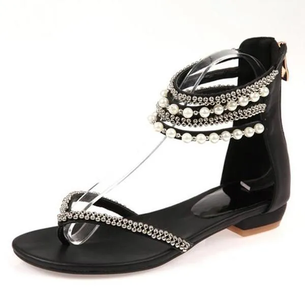 Behemian Summer Ankle Straps Fashion New Beaded Sandals Women's Shoes