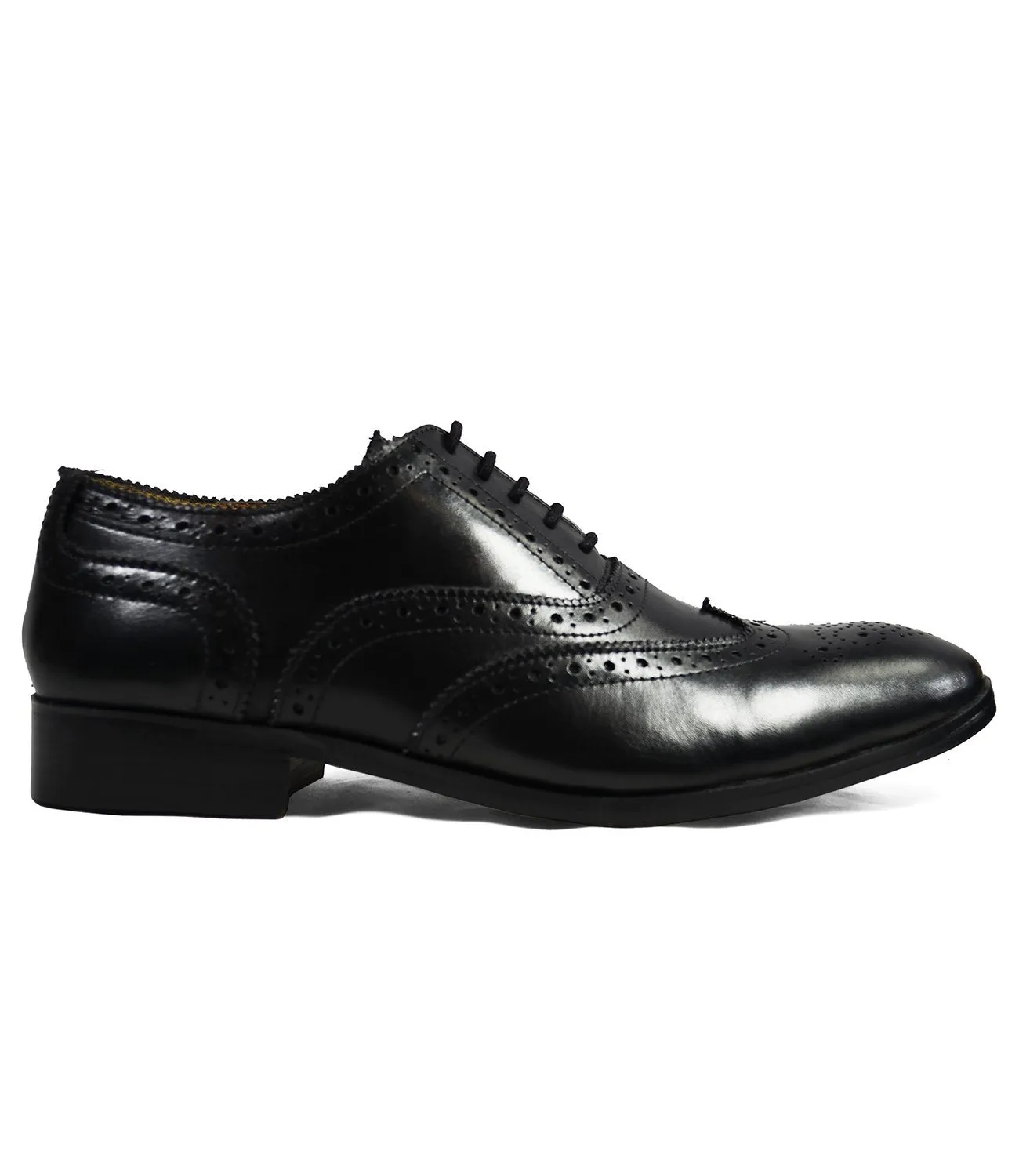 BERKLEY Full Brogue Derby in Black. All Leather Dress Shoes