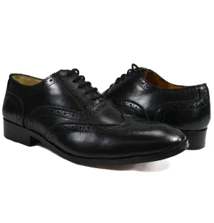 BERKLEY Full Brogue Derby in Black. All Leather Dress Shoes