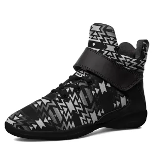 Black Fire Black and White Ipottaa Basketball / Sport High Top Shoes - Black Sole