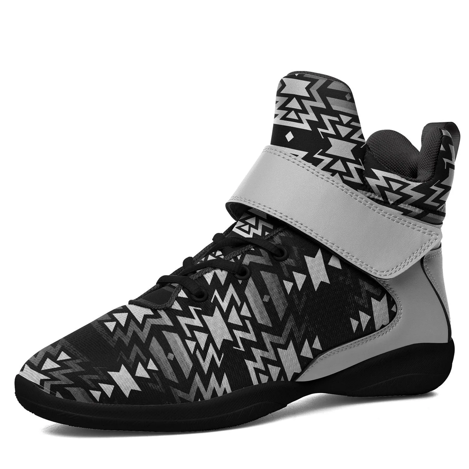 Black Fire Black and White Ipottaa Basketball / Sport High Top Shoes - Black Sole