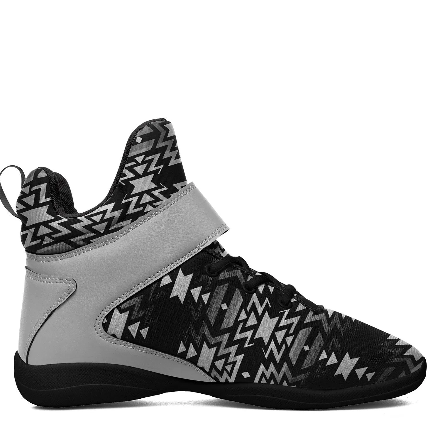 Black Fire Black and White Ipottaa Basketball / Sport High Top Shoes - Black Sole