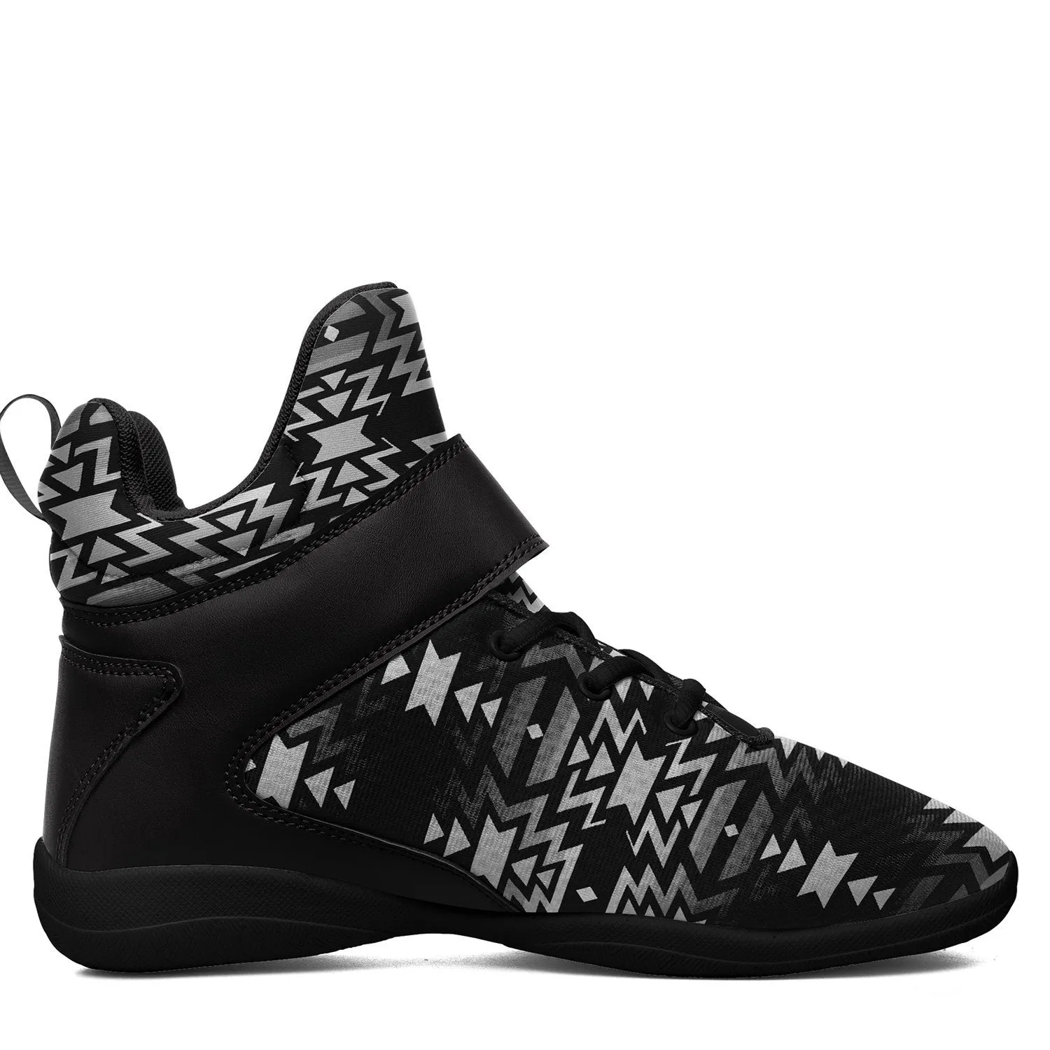 Black Fire Black and White Ipottaa Basketball / Sport High Top Shoes - Black Sole