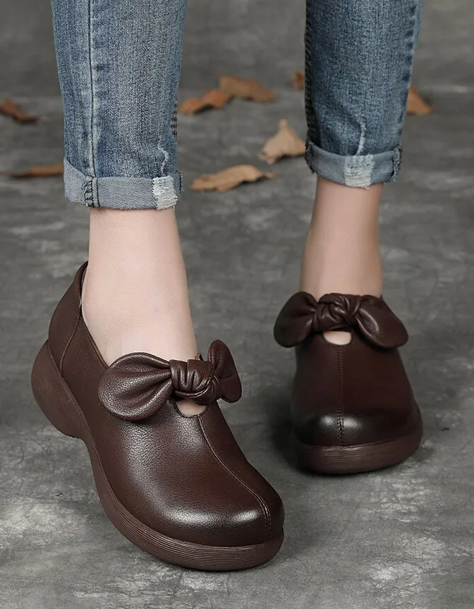 Bowknot Comfortable Platform Retro Walking Shoes