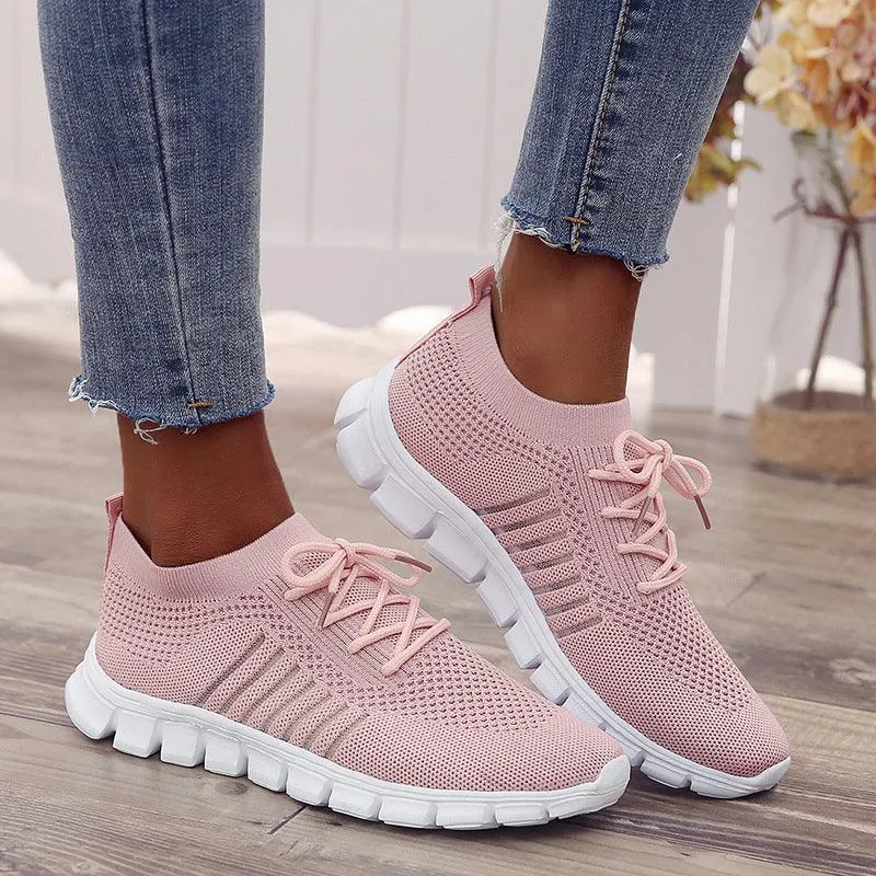 Breathable Open Side Ladies Sneakers -Pink