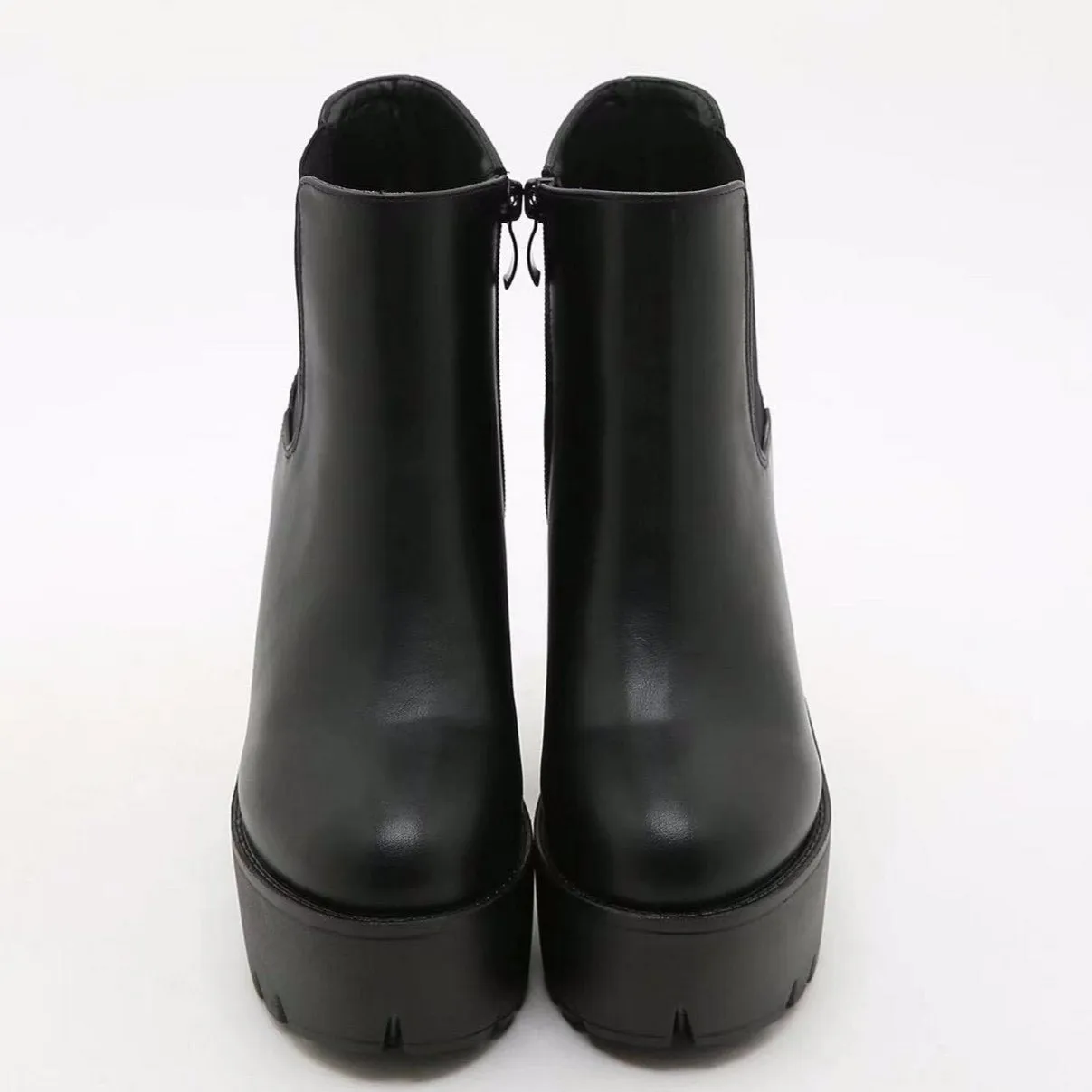 British Style High Heeled Thick Heeled Short Boots