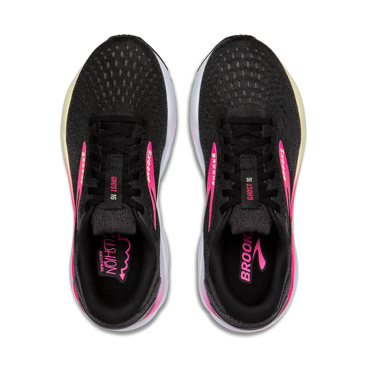 Brooks Ghost 16 Womens | Black/pink/yellow