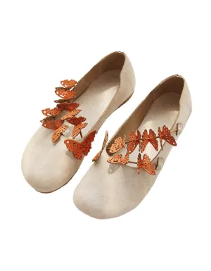 Butterfly Soft Leather Retro Flat Shoes