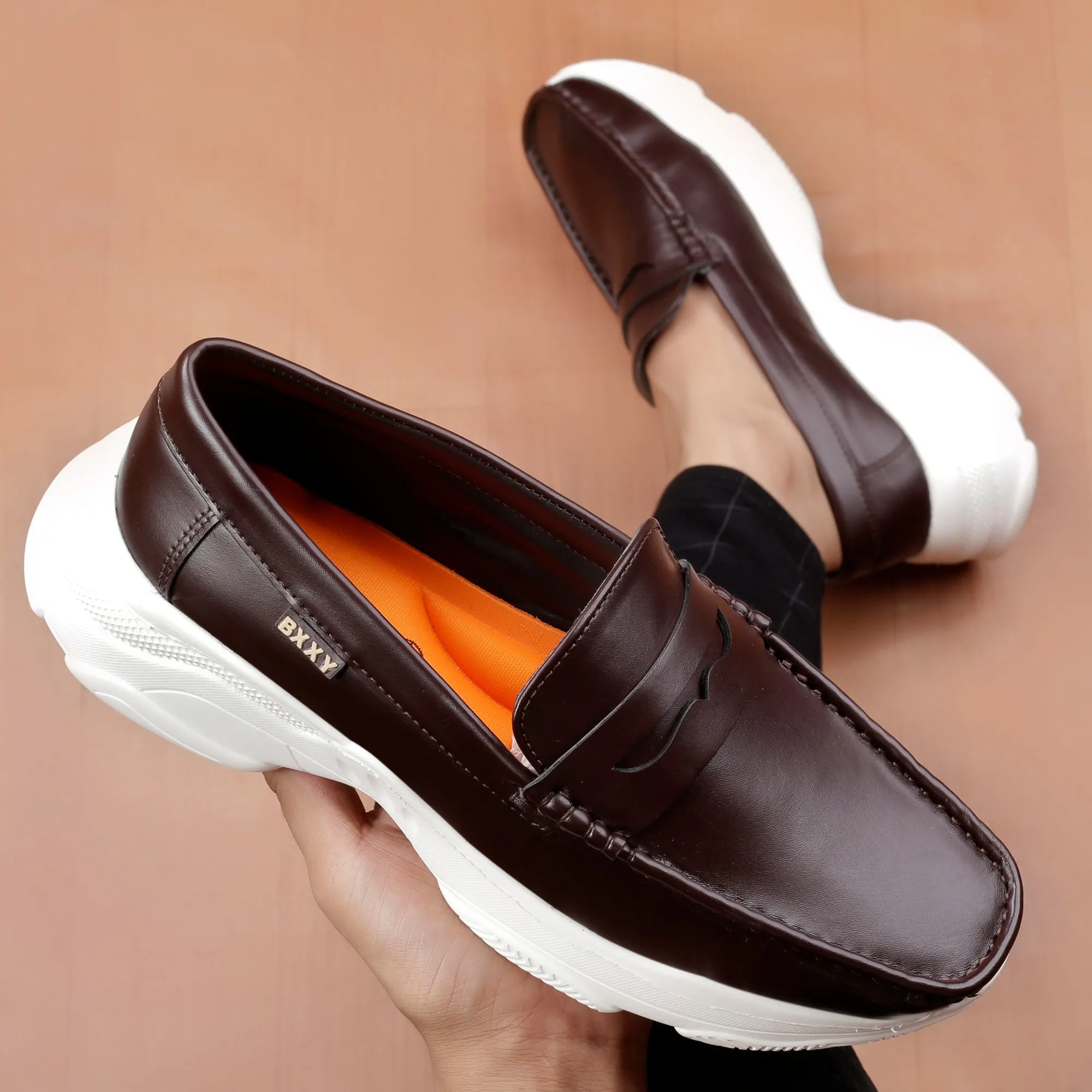 Bxxy's Men's Faux Leather Fashionable and Comfortable Slip-ons