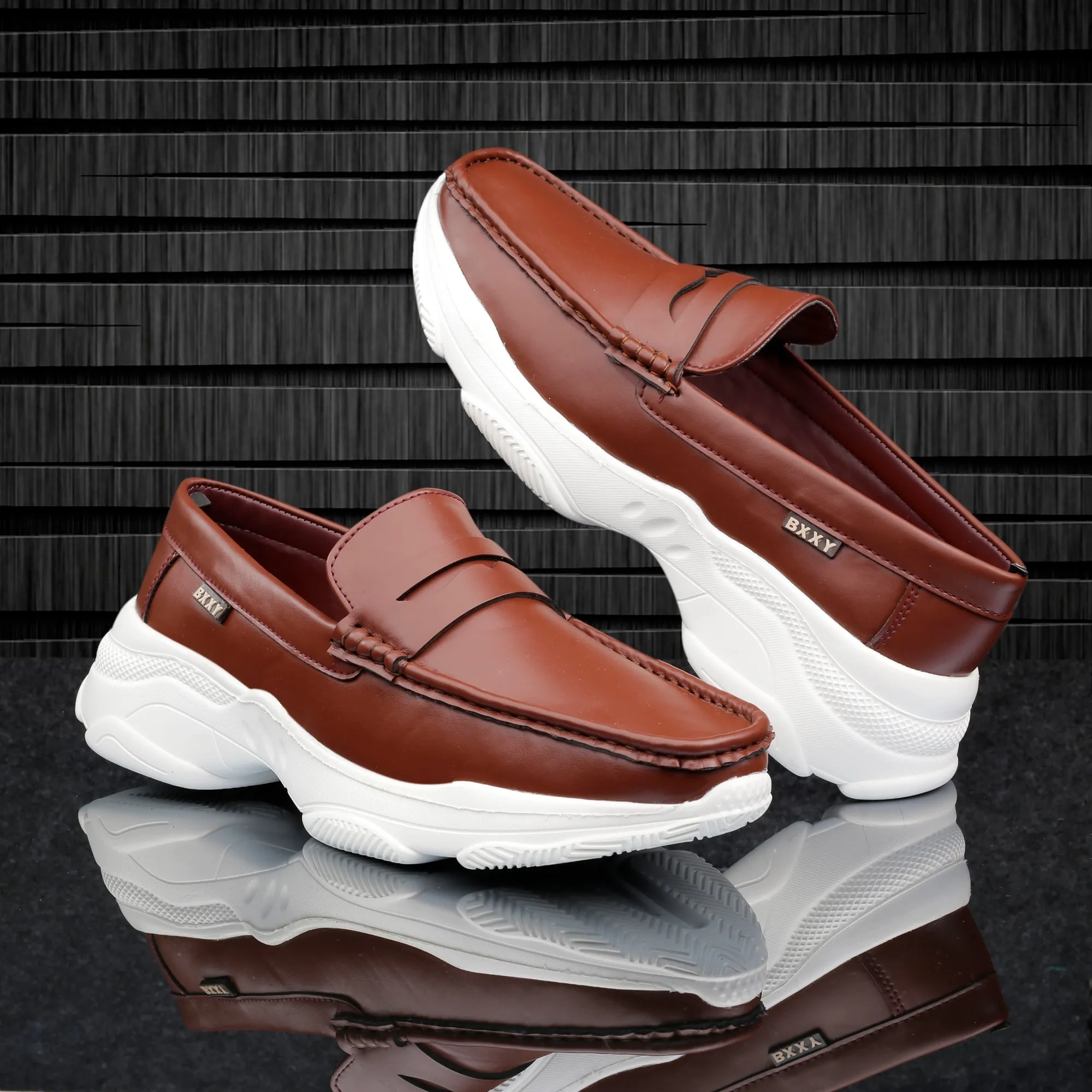 Bxxy's Men's Faux Leather Fashionable and Comfortable Slip-ons