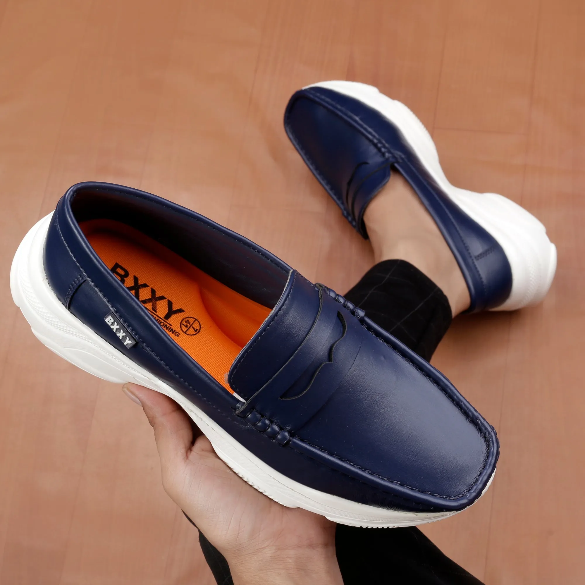 Bxxy's Men's Faux Leather Fashionable and Comfortable Slip-ons