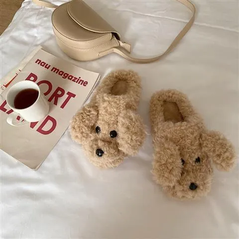 Cartoon furry slippers women