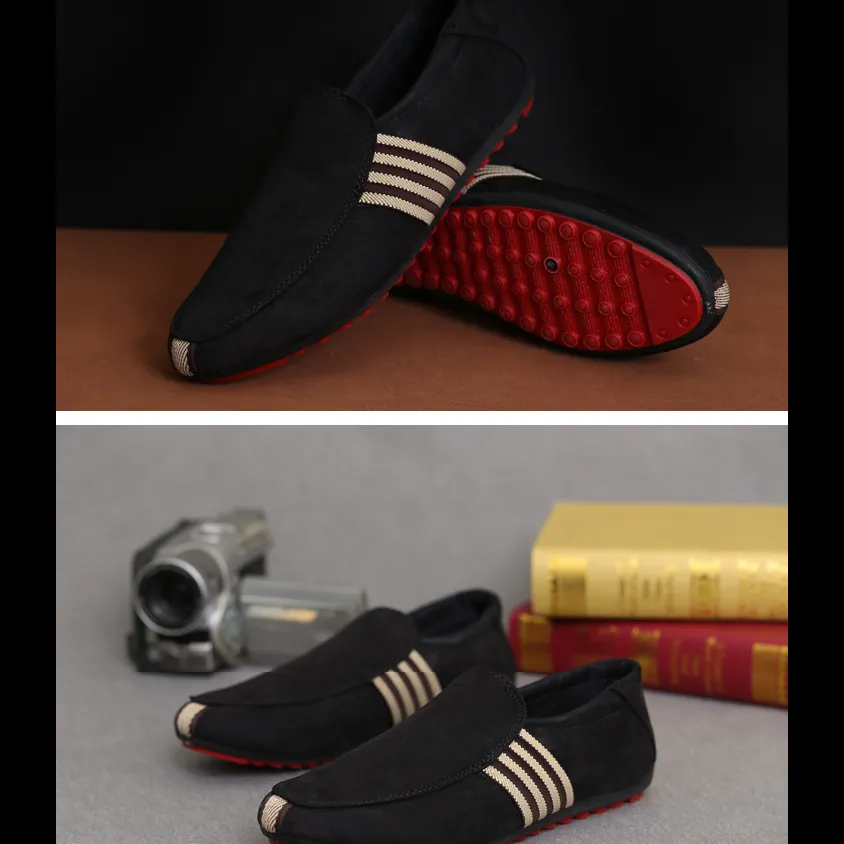 Casual Striped Slip-On Driving Shoes