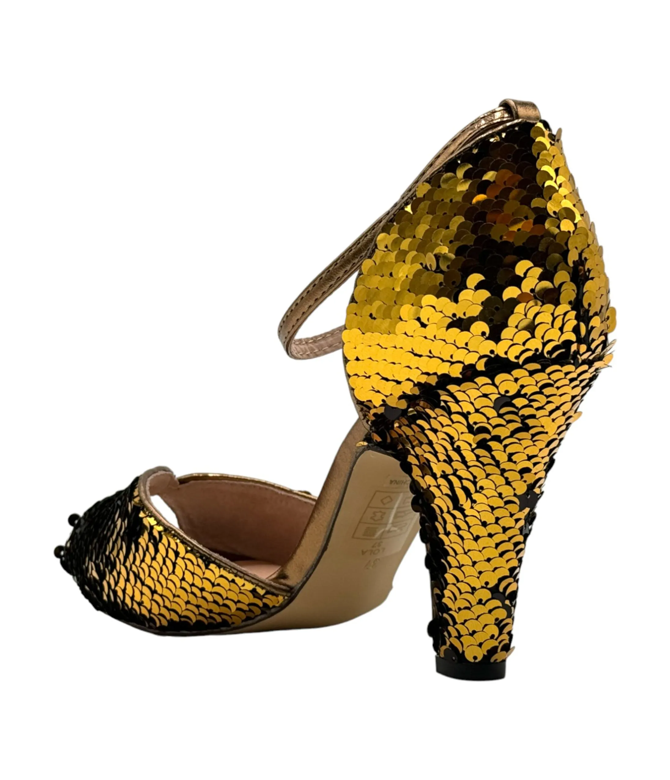 Chelsea Crew Black & Gold Sequin Lola Pumps