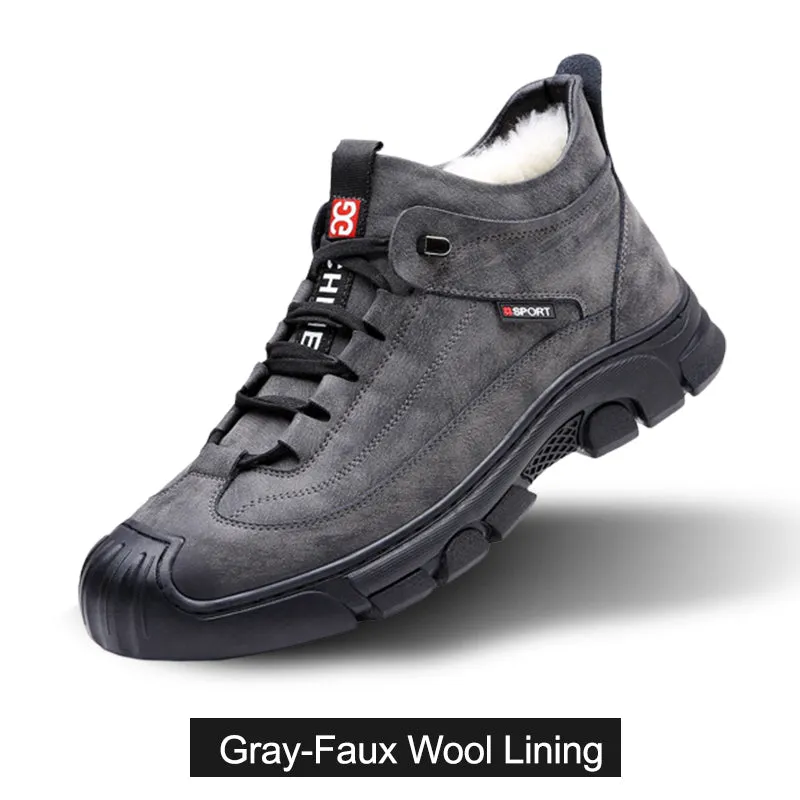 🎁Christmas Hot Sale 40% OFF🎁Men's Faux Wool Lining Leather Sneaker 【Free Shipping】