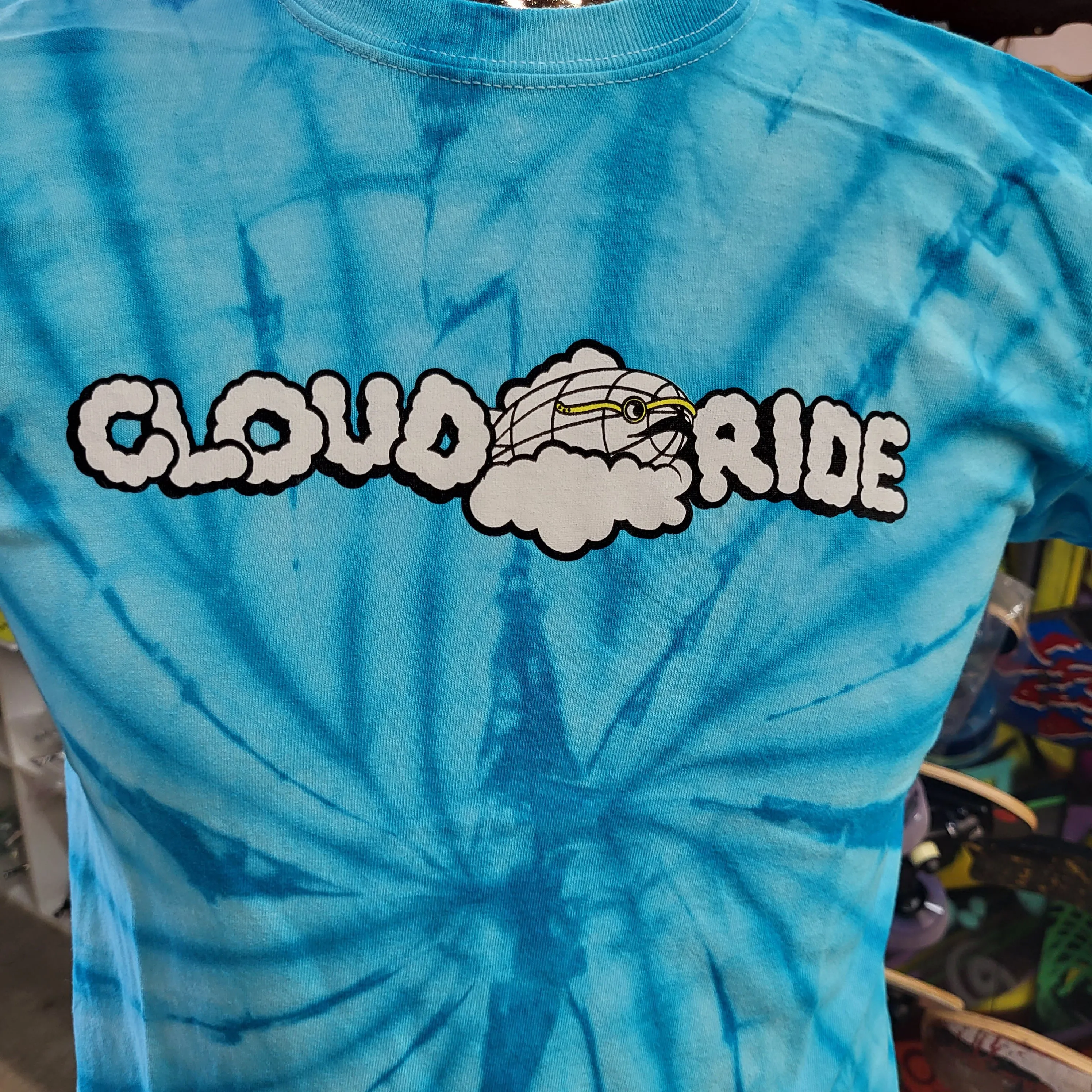 Cloud Ride - Classic Logo blue tie-dye tee