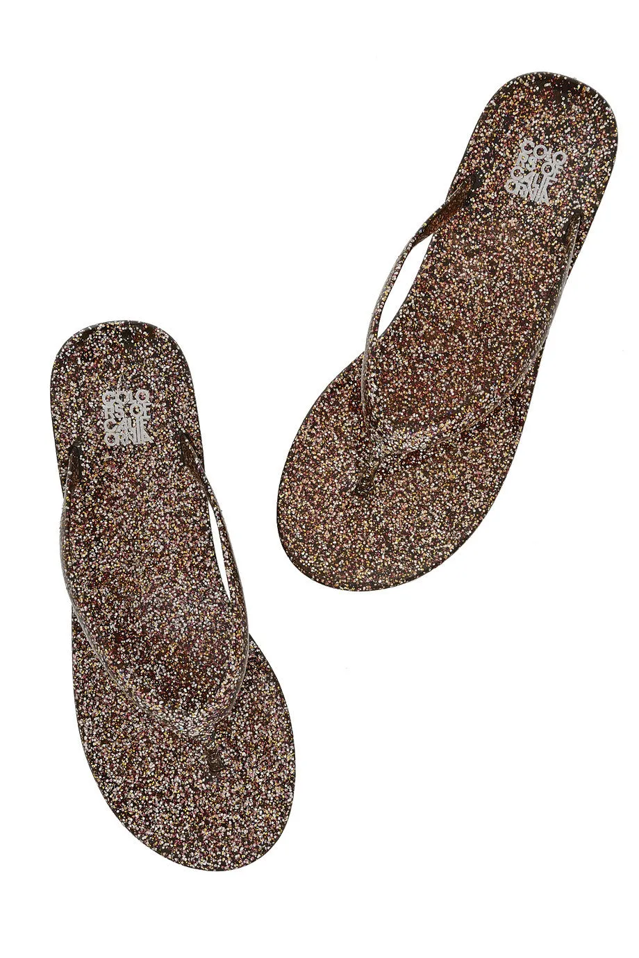 COLORS OF CALIFORNIA GLITTER Bronze Thong Flip Flops