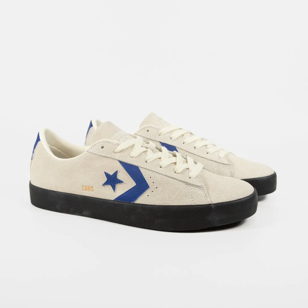 Coverse Cons - Pro Leather Vulc Pro Shoes - Egret / Blue / Black