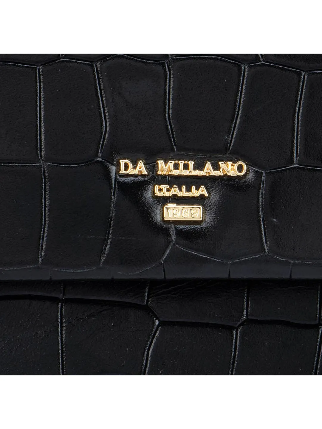 Da Milano Genuine Leather Black Shoulder Bag (00047OL) (Small)