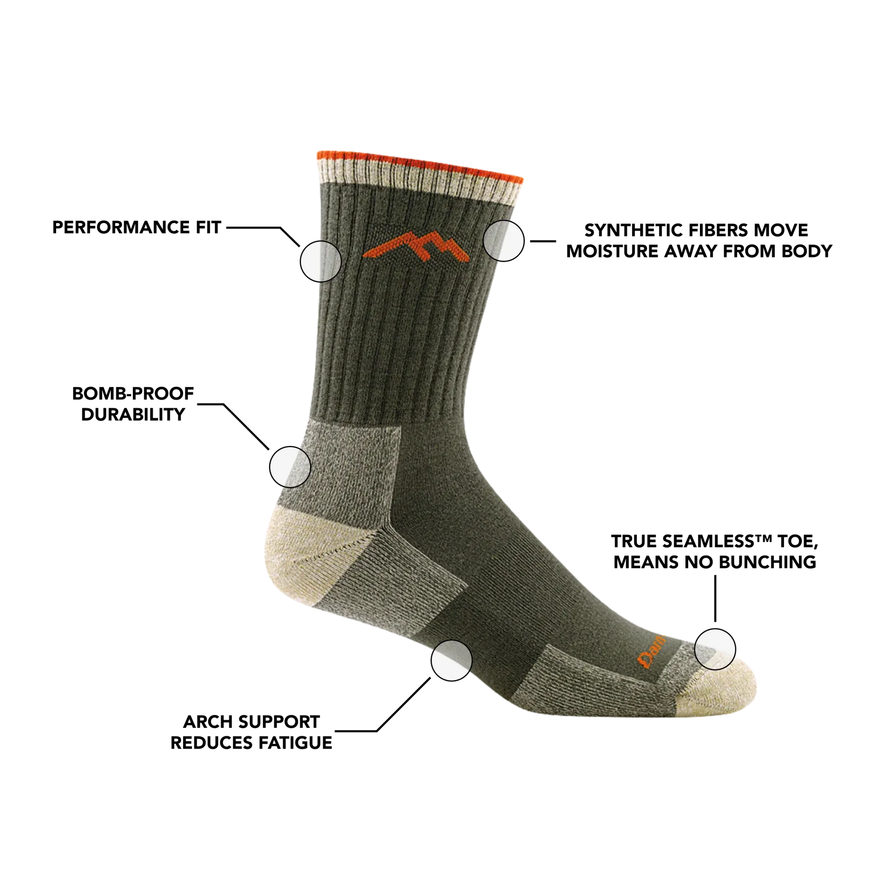 Darn Tough 1931 Hiker CoolMax Micro Crew Midweight Socks - Men's - Moisture-Wicking, Quick-Dry, Seamless Comfort for Summer Hiking