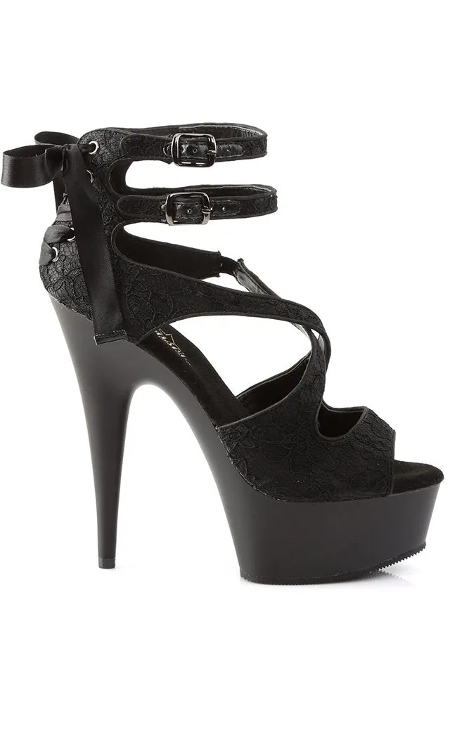 DELIGHT-678LC Black Vegan Leather Heels