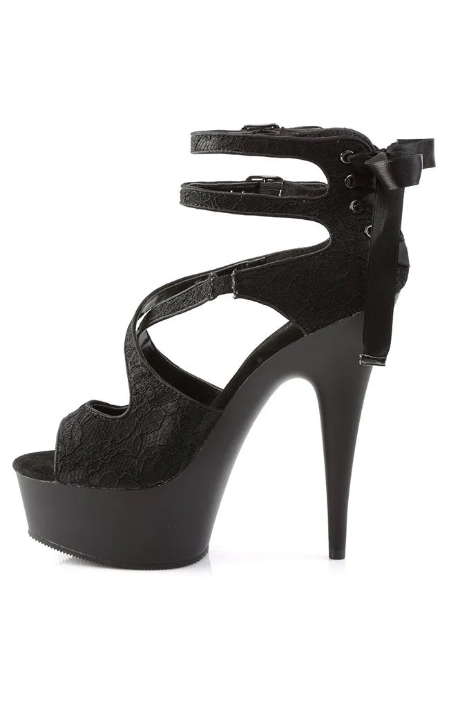 DELIGHT-678LC Black Vegan Leather Heels