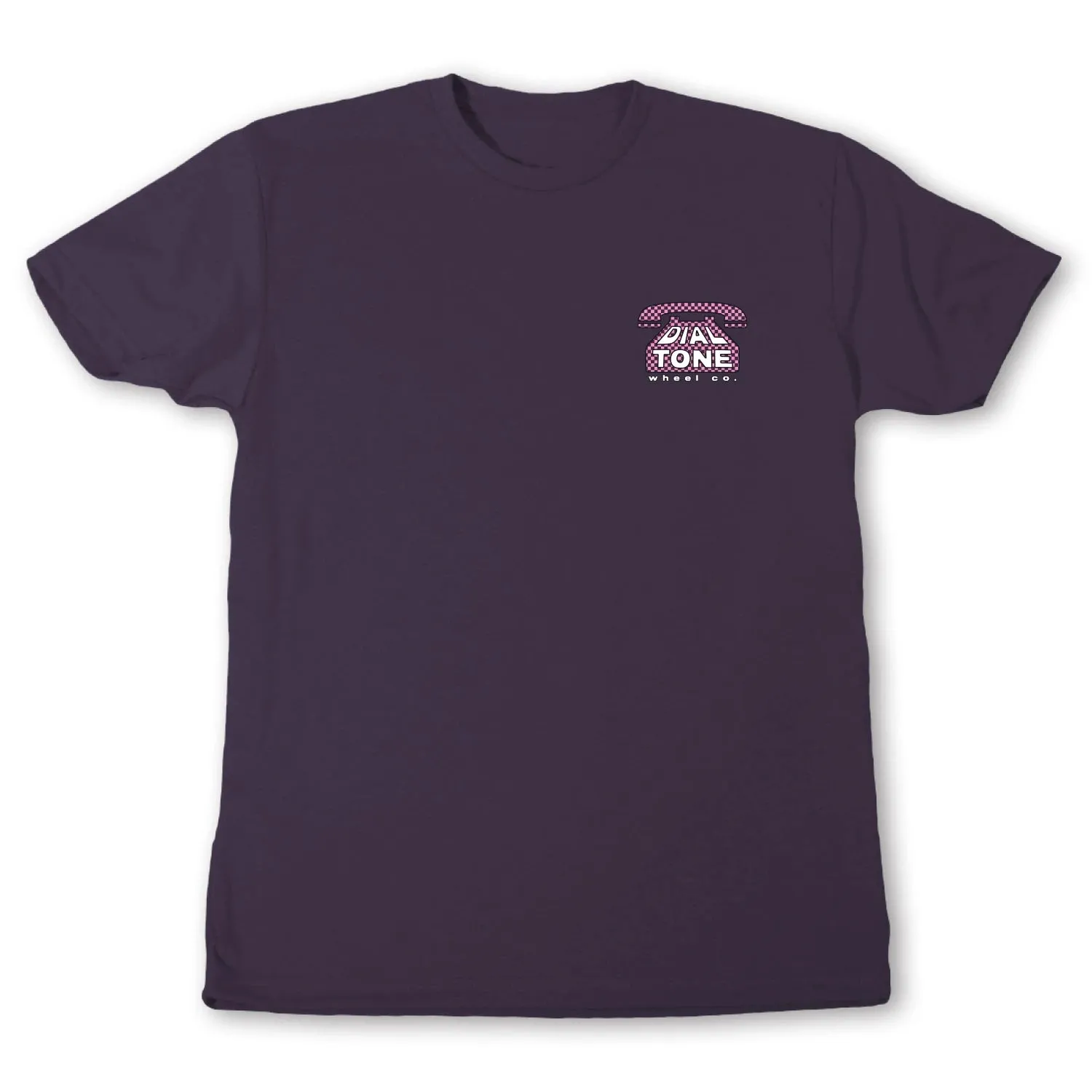 DIAL TONE WHEEL CO CHECKER LOGO TEE EGGPLANT