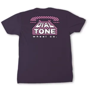 DIAL TONE WHEEL CO CHECKER LOGO TEE EGGPLANT