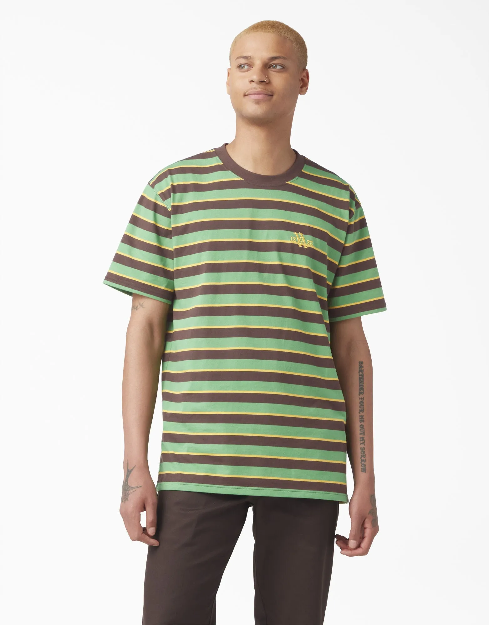 Dickies Vincent Alvarez Striped T-Shirt - Leaf Green Stripe