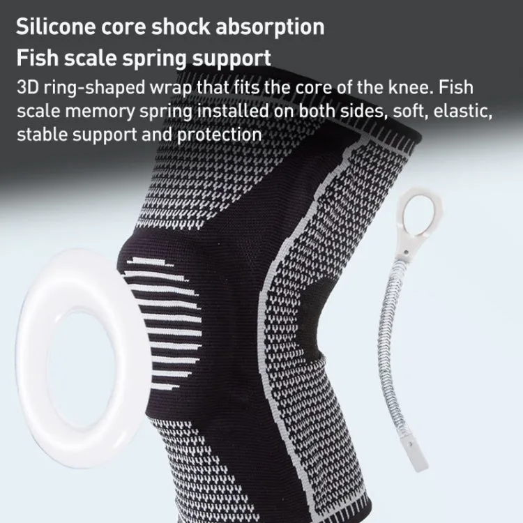 Dual Spring Support Silicone Sports Brace Fitness Protective Pads, Specification:L Size(Black Grey)