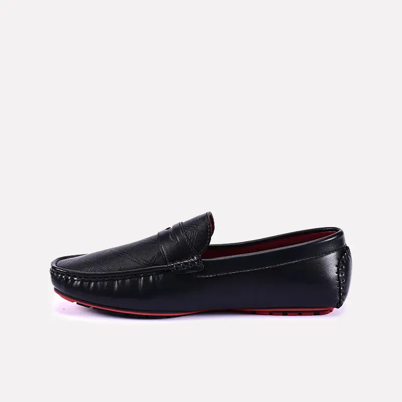 Duncan Black Textured Penny Loafers 0130828