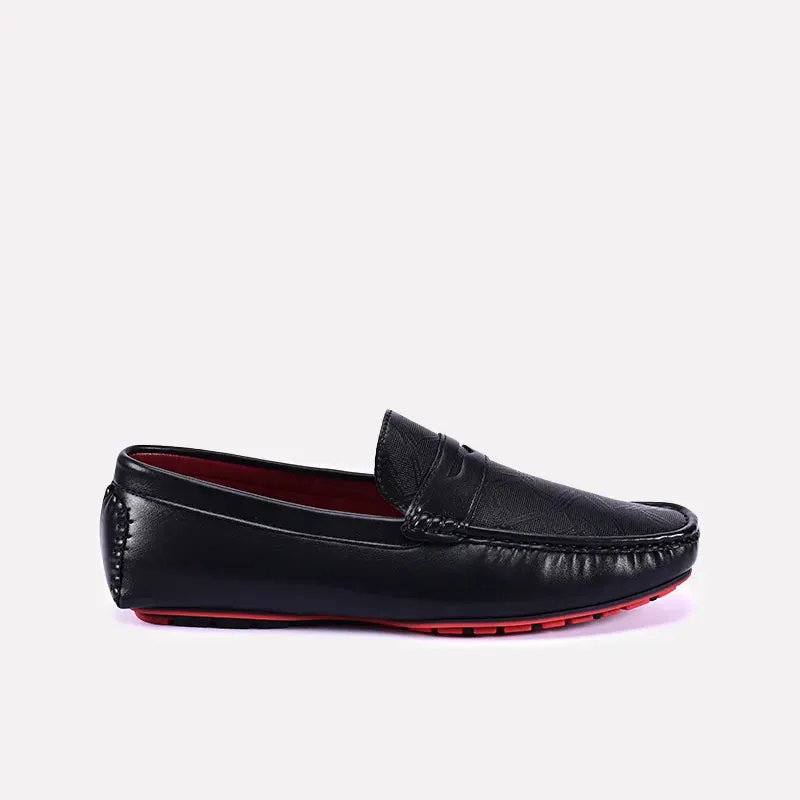 Duncan Black Textured Penny Loafers 0130828