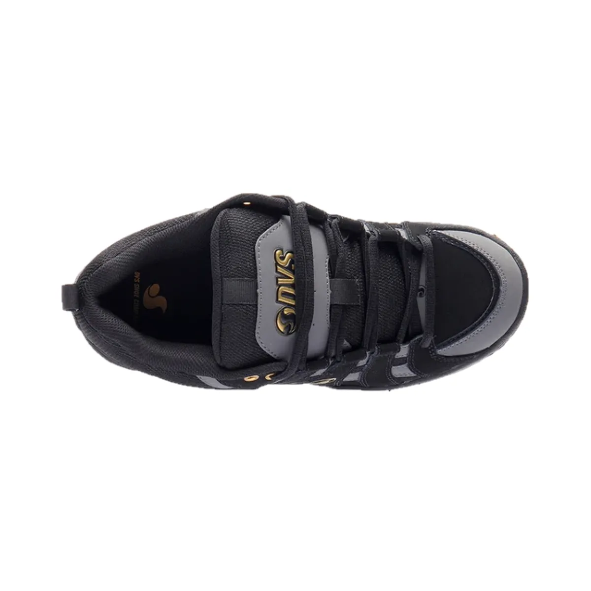 DVS F0000335002 PRIMO MN'S (Medium) Black/Charcoal/Gold Leather, Suede & Nubuck Skate Shoes