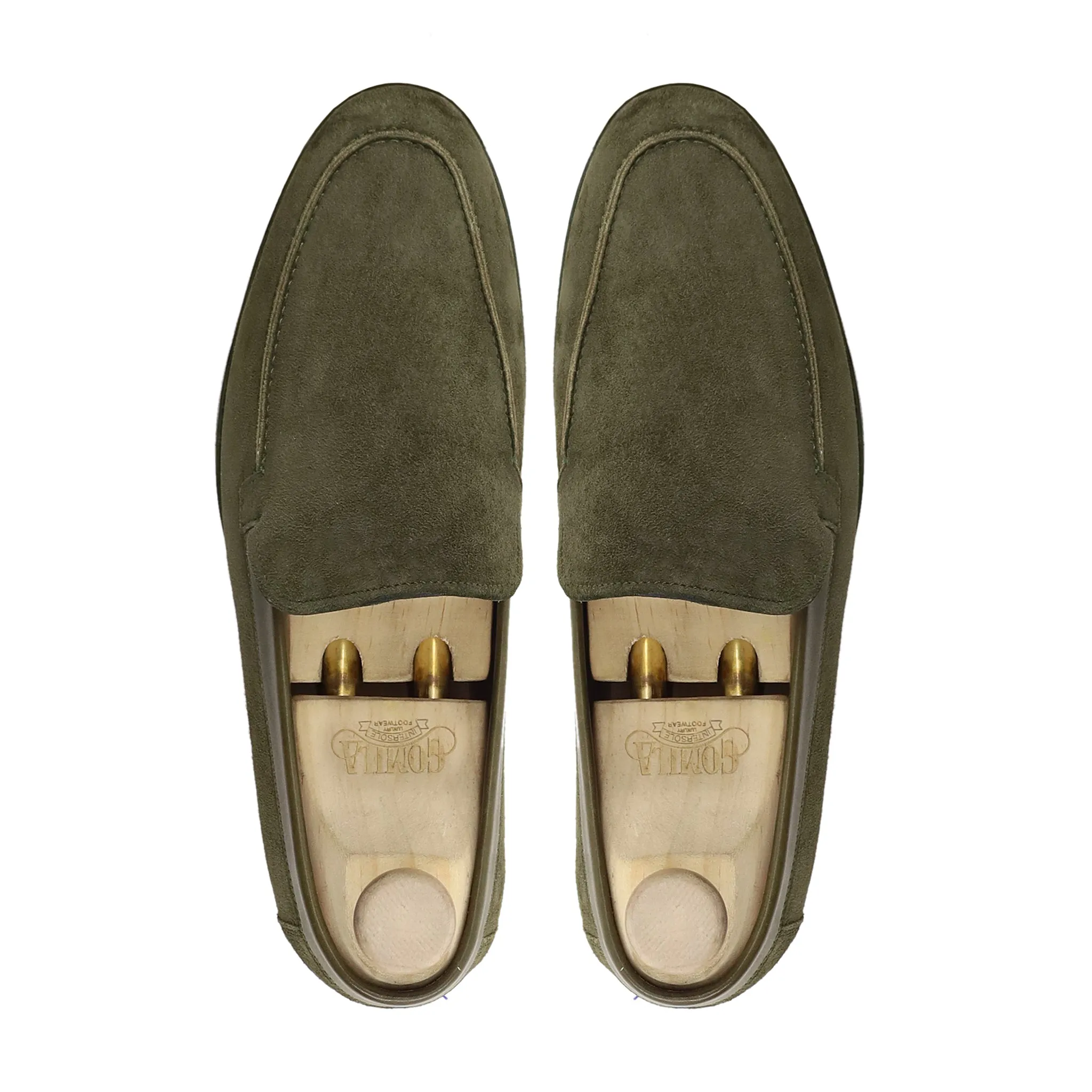 Elliott - Men's Olive Green Kid Suede Loafer