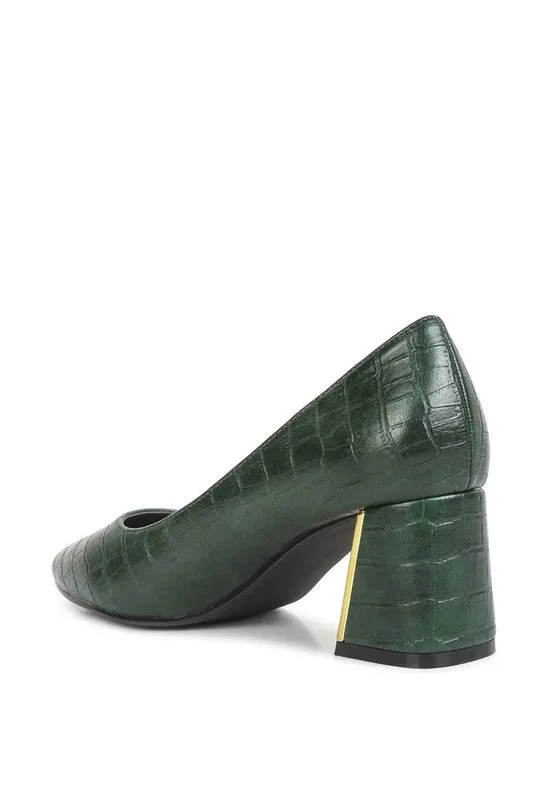 Emersyn Croc Block Heel Pump Shoes