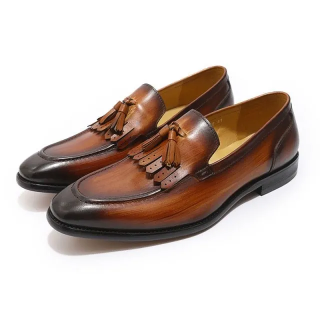 Exotic Elegance: Breathable Leather Slip-On Loafers