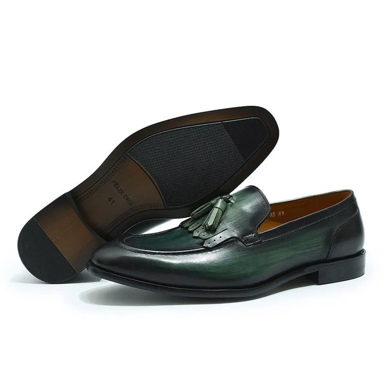 Exotic Elegance: Breathable Leather Slip-On Loafers