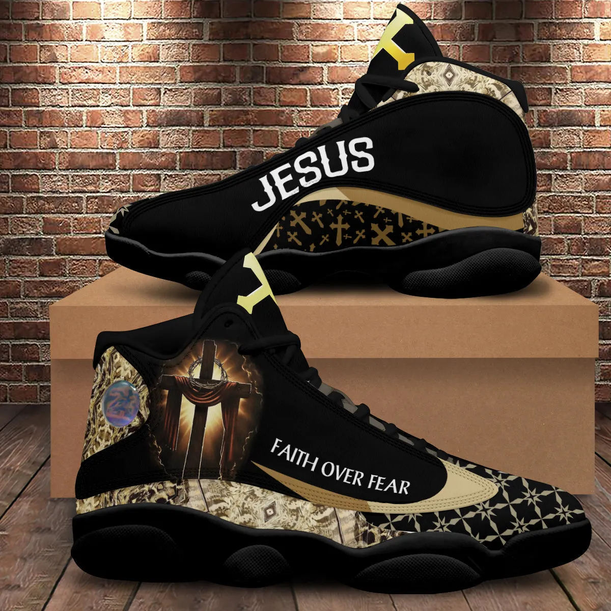 Faith Over Fear Jesus Basketball Shoes For Men Women - Christian Shoes - Jesus Shoes - Unisex Basketball Shoes