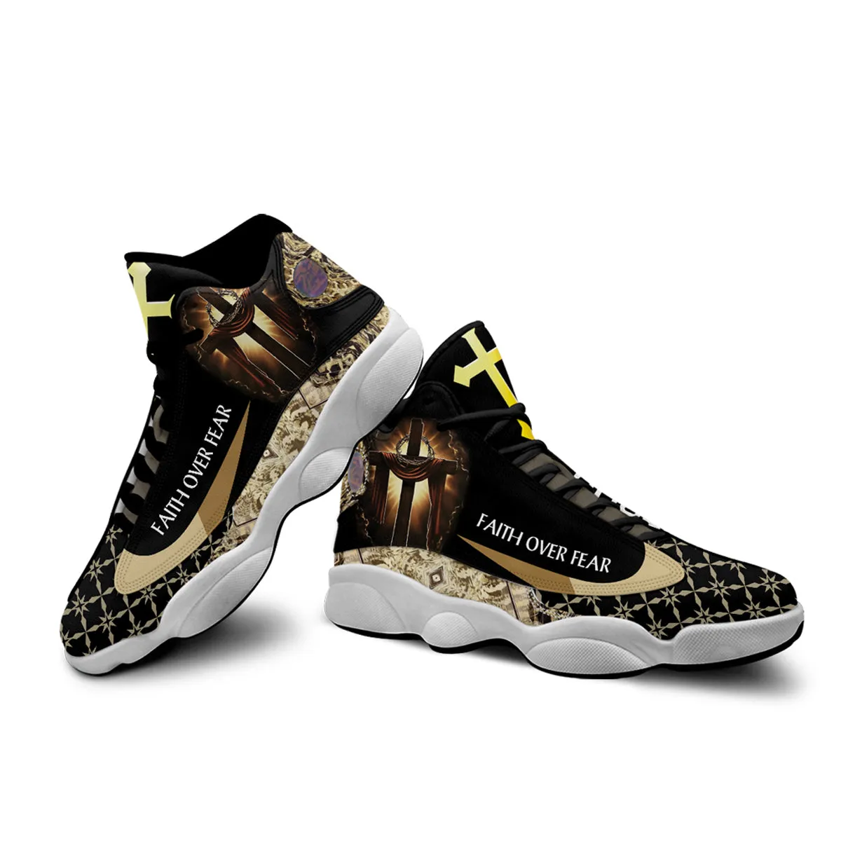 Faith Over Fear Jesus Basketball Shoes For Men Women - Christian Shoes - Jesus Shoes - Unisex Basketball Shoes